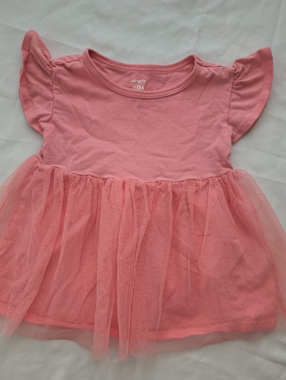 Carter's Girls Pink Tulle Skirt Dress - Size 2T 100% Cotton